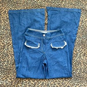 Stefania Vaidani WIDE BELL BOTTOM Jeans Denim Pants S Greece